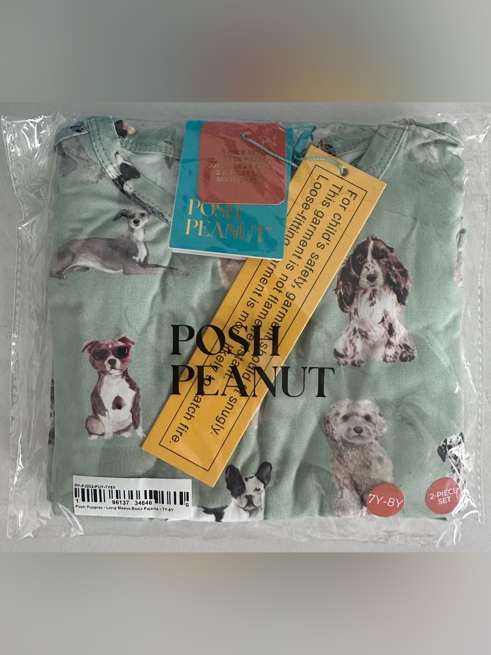 Posh Peanut Long Sleeve & Pants Posh Puppies 2 Piece Pajama Set Size 7/8